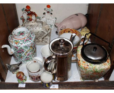 SECTION 28. A collection of various ceramics including an Oriental  Tea Pot decorated with polychrome enamels, a Royal Worces