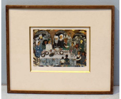 Ilan Hasson. (b.1958-), wedding dinner, signed limited edition seriograph print, 13x18cm, together with six prints (7)