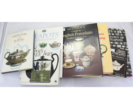 Seven various reference books relating to antique ceramic teapots.