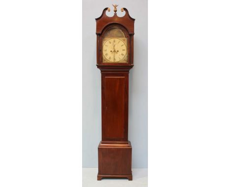 An early 19th century mahogany longcase clock by Harris & Son of Bath, with eight-day movement striking a bell, the hood with