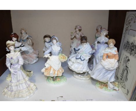 SECTION 1. A collection of eight Coalport Ladies, including; Louisa at Ascot, Alexandra at the ball and Milkmaid, together wi
