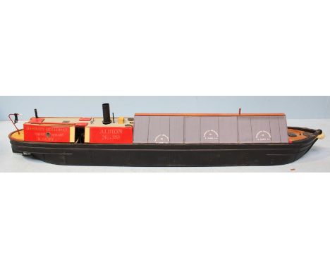 A scratch-built 1/32-scale wooden model live-steam cargo narrowboat of the 'President Type,' Albion No. 29, with fibreglass h