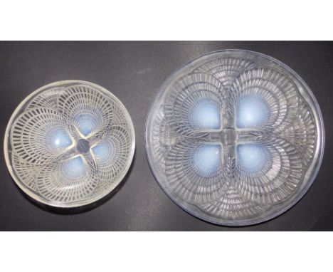 R. Lalique – a Coquilles pattern shallow dish, No 3012, 8” diameter and a small Coquilles bowl, No.3204, 5.2” diameter. (2)