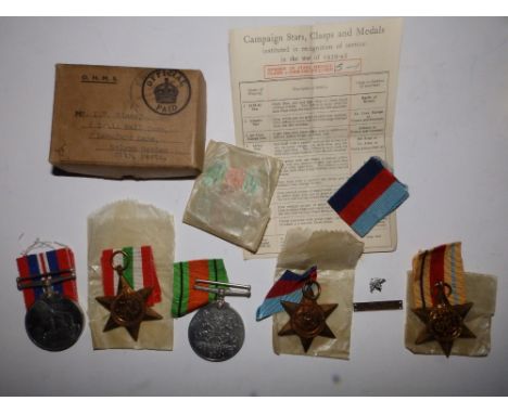 L. T. Glass – A group of five WWII medals with box of issue and certificate, comprising; War Medal with Oak Leaf, Defence Med