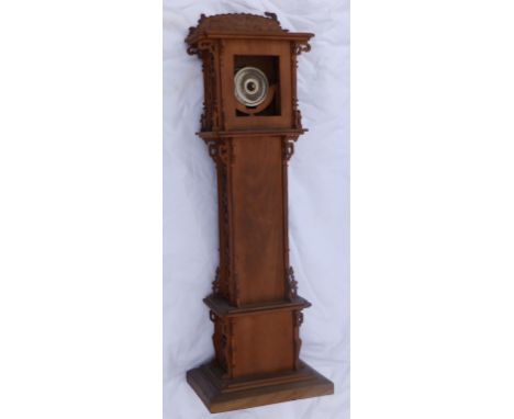 A miniature longcase clock in chinoiserie fretwork case, 24”.