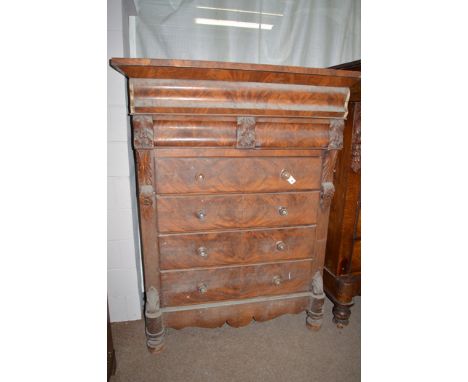 A Victorian mahogany Scotch chest of two short and four long drawers, 139cms wide.