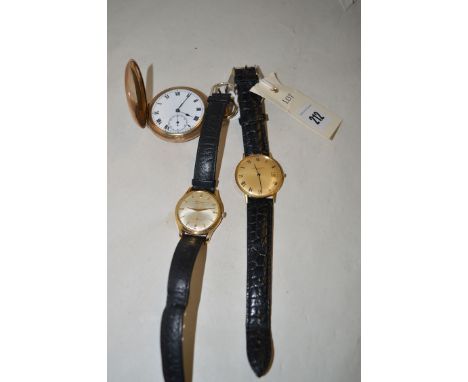 Gentlemen's wristwatches, including: an Eterna-Matic 3000, the gold-coloured roman dial with date aperture, in gold case stam
