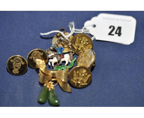 An enamel white metal St. George & The Dragon pendant; together with a quantity of giltmetal buttons; and a brooch.