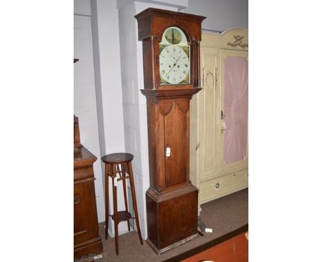 A 19th Century mahogany longcase clock, the painted dial with soldier and seasons decoration, inscribed 'Tickle, Newcastle', 