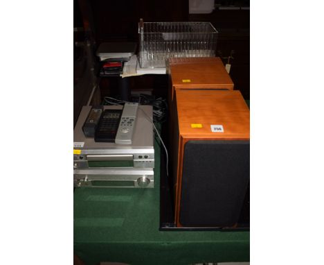 A Denon midi hi-fi system, comprising: compact disc player DCD-F101; and stereo receiver DRA-F101; with remote; a pair of Tan