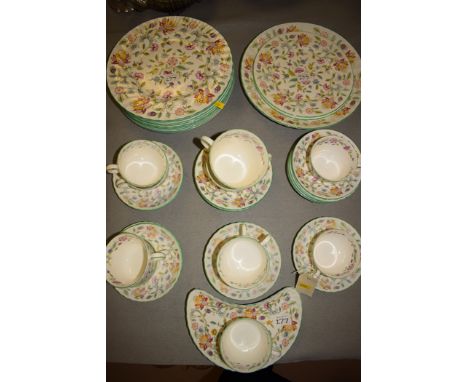 A Minton 'Haddon Hall' pattern part dinner and tea service.