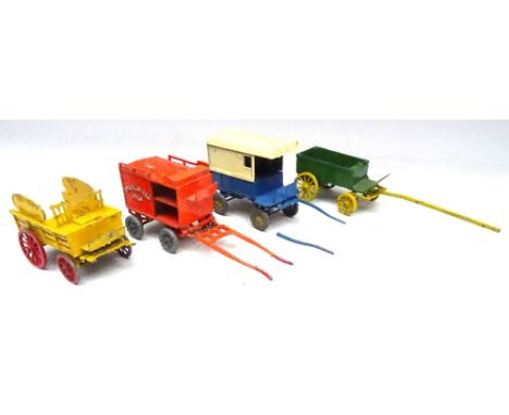 Diecast horsedrawn Vehicles, Lesney Moko Rag and Bone Cart and Milk Float, Charbens Baker's Cart and Modern Products Covered 