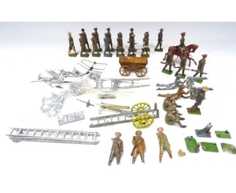 Britains khaki Troops with various makers miscellaneous Artillery Limbers, Horses, two GS Wagons, small scale Skybird and oth
