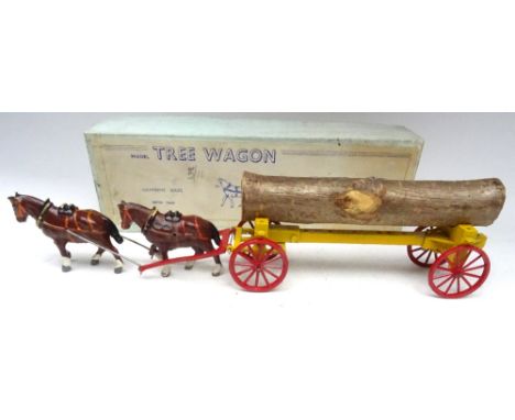 Charbens diecast Tree Wagon with two horses and log in original box (Condition Very Good, one chip to one horse, box Fair) 19