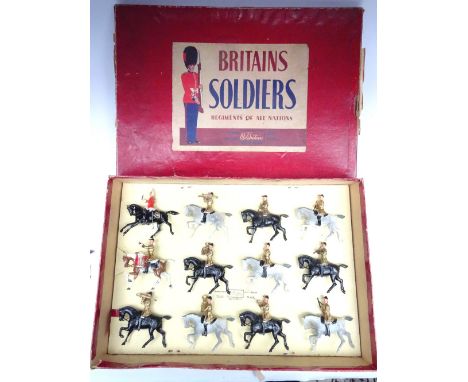 Britains set 101, Mounted Band of the Life Guards with Musical Director and Kettle Drummer, Cymbalist missing, two additional