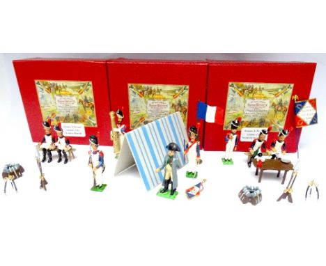 CBG Mignot Napoleonic Maison Lucotte series Grande Armee Bivouac scenettes 6 'le moment Diane', 11 'mangeons un morceau' and 