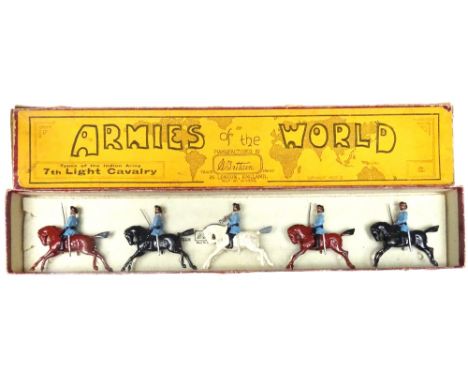 Britains set 45, 7th Light Cavalry with Trumpeter in original Armies of the World box (Condition Very Good,, box Good-Fair, t