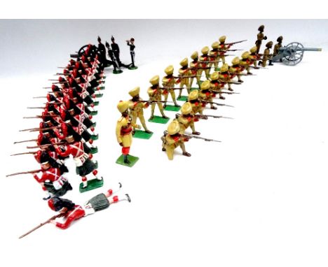 New Toy Soldiers, Mark Time Gun and Crew Bulldog Indian Army Mountain Gun with Crew, another maker's Indian Army firing with 