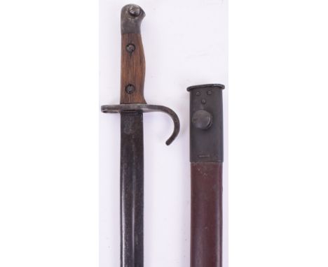 Lithgow 1907 Hook Quillon Bayonet, with wooden grips having two securing screws, blade with stamps and “LITHGOW” mark. Fuller