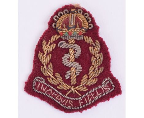 WW2 Royal Army Medical Corps Officers Airborne Pattern Beret Badge, fine bullion embroidered example on maroon backing cloth.