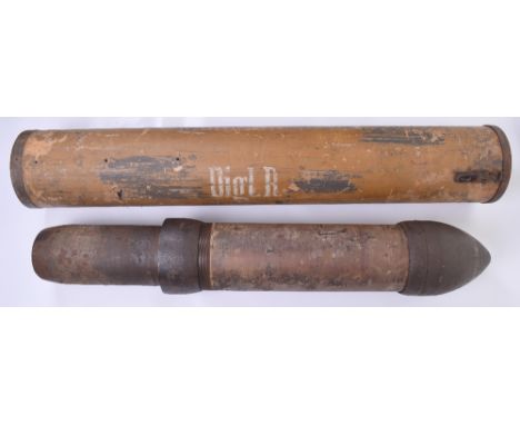 Inert WW2 German Nebelwerfer Shell, large rocket complete with the original head. Complete with the original transportation t