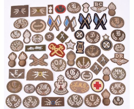 Selection of WW2 and Post WW2 Trade / Proficiency Badges, including Mortar Man, Radio, Radar Operator, Signaller, Qualified I