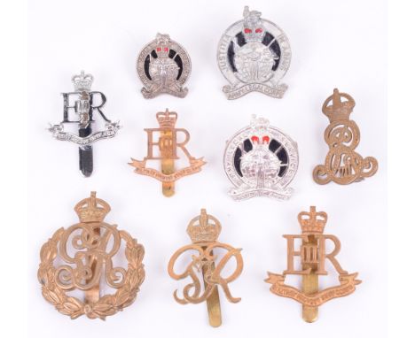 Military Provost Staff Corps and Army Legal Service / Corps Cap Badges, including brass Edward VII example, large wreath type