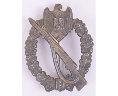 WW2 German Army / Waffen-SS Infantry Assault Combat Badge by Joseph Feix & Sohne, fine mid war example in silver grade. Rever