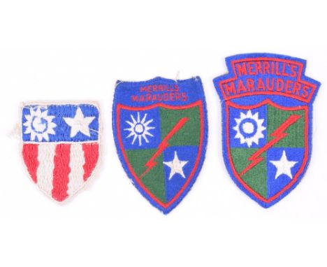 WW2 American Merrill’s Marauders Cloth Tunic Patches, being two variations of the patch worn by this unit. Accompanied by a F
