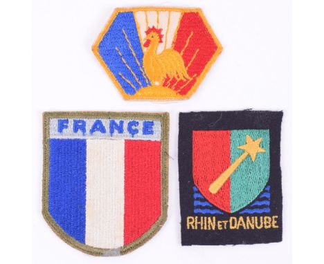 WW2 American Made French 2nd Army Cloth Formation Sign, being an embroidered cockerel on French tri-colour. Accompanied by a 