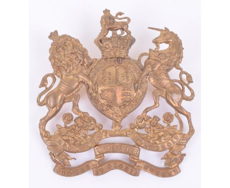 Victorian Royal Engineers Other Ranks Home Service Helmet Plate, brass crowned Royal Arms with motto “UBIQUE” in scroll. Two 