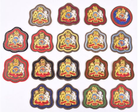 17x Warrant Officer Class 1 Tunic Rank Badges, all being Elizabeth II period with coloured borders indicating the regiment of