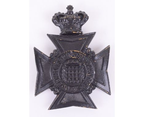 Victorian Queens Westminster Volunteers Other Ranks Helmet Plate, fine blackened brass helmet plate being a crowned Maltese c