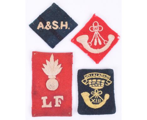 4x Cloth Regimental Pagri Flashes, all being embroidered examples, consisting of example for the Lancashire Fusiliers, Ox & B