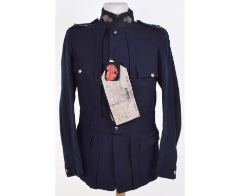 Victorian Royal Artillery Sealed Pattern Officers Patrol Tunic, fine blue serge wool four pocket tunic with stand up collar. 