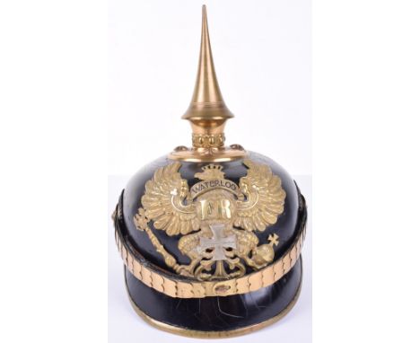 Imperial German Prussian Hanoverian Reserve Regiment Officers Pickelhaube, fine example with gilt metal Prussian officers hel