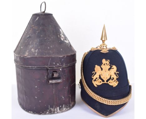 Rare Military Prison Staff Corps 1901-1906 Officers Home Service Helmet, very good example of the blue cloth covered cork hom