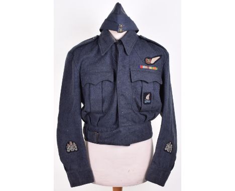 Royal Air Force Battle Dress Blouse and Forage Cap Attributed to Warrant Officer Arthur John Coles 39 Squadron, Member of the