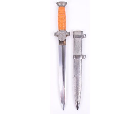 Third Reich Red Cross / Social Welfare Officers Dress Dagger, fine example with deep orange celluloid grip, cross guard with 