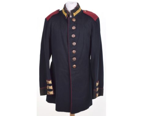 Imperial German Prussian Field Gendarmerie Tunic 1896, dark green cloth with light green collar, cuffs and crimson shoulder b
