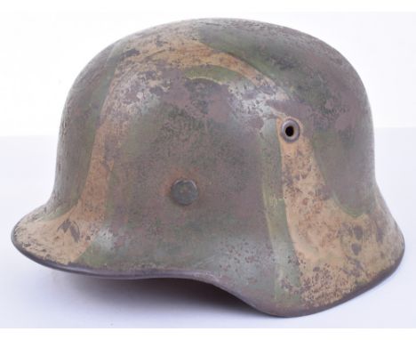 WW2 German Army Camouflaged Steel Combat Helmet, superb untouched example with very unusual camouflage paint finish pattern i