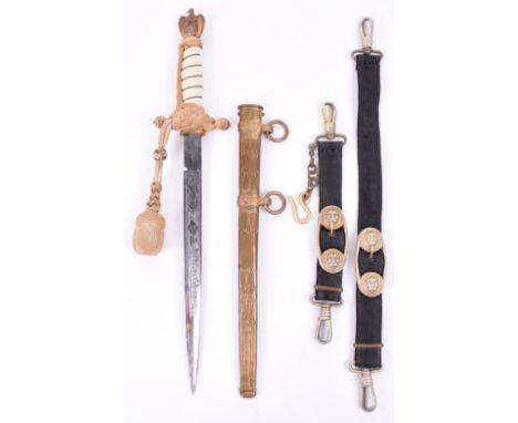 WW2 German Kriegsmarine Naval Officers Dress Dagger with Hanging Straps and Dress Portepee by Carl Eickhorn, fine untouched e