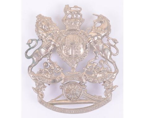 Victorian 1st Forfarshire Artillery Volunteers Other Ranks Home Service Helmet Plate, white metal crowned Royal Arms with “1s