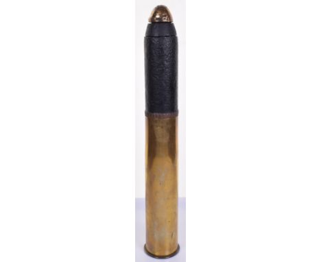 Imperial German Artillery “Jack Johnson” Shell, brass shell casing stamped to the bottom and dated. Shell head with brass tip