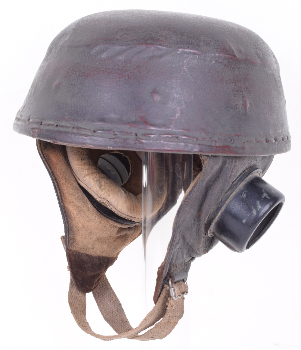 Rare WW2 British Glider Troops Helmet, brown leather covered hard shell