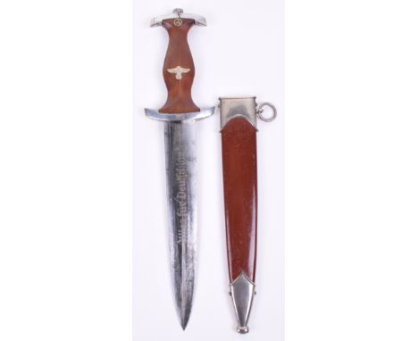 Third Reich Transitional RZM SA Dress Dagger by J A Henckels, brown wooden grip with eagle and enamel SA device set within gr