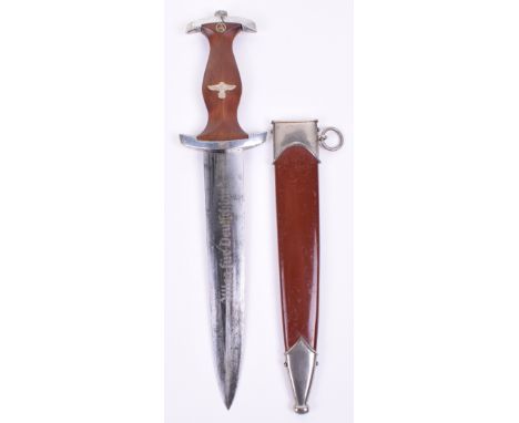 Third Reich Transitional RZM SA Dress Dagger by J A Henckels, brown wooden grip with eagle and enamel SA device set within gr