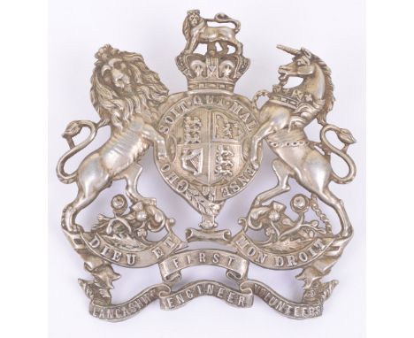 Victorian First Lancashire Engineer Volunteers Other Ranks Home Service Helmet Plate, white metal crowned Royal Arms with “FI