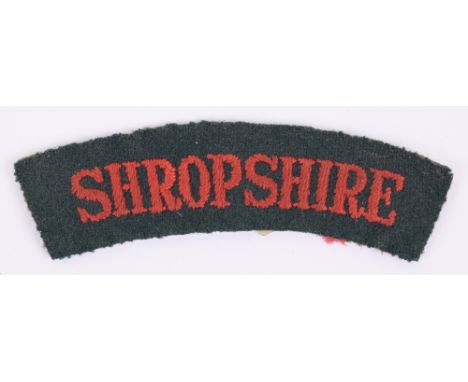 181st (6th Kings Shropshire Light Infantry) Field Regiment Royal Artillery Cloth Shoulder Title 1942-46, red embroidered “SHR