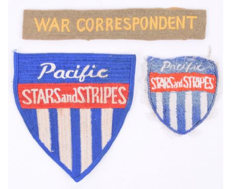 3x Cloth Badges of American War Correspondents, consisting of an unusual theatre made (probably Japan) Pacific Stars and Stri
